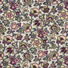 View 2 of product The White Floral Silk Pocket Square by Turnbull & Asser is crafted in England from silk, featuring a floral and paisley design in pink, purple, and gold with a navy border and the "TURNBULL & ASSER" logo in the corner.