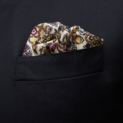 White Floral Silk Pocket Square Image 2