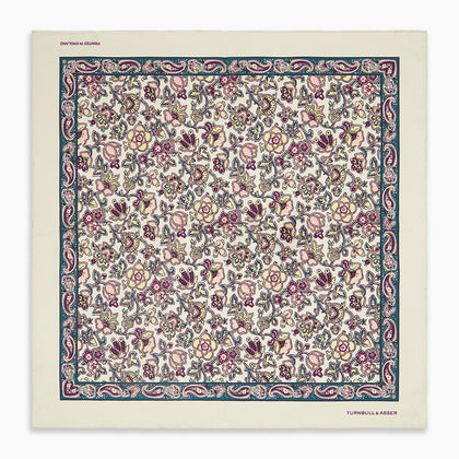 White Floral Silk Pocket Square Image 3