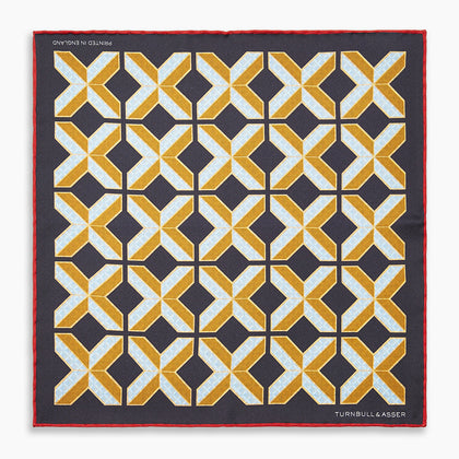 Navy Multi Crosses Double-Faced Silk Pocket Square Image 3