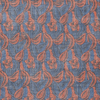 Navy Multi Camo Birds Wool Twill Pocket Square