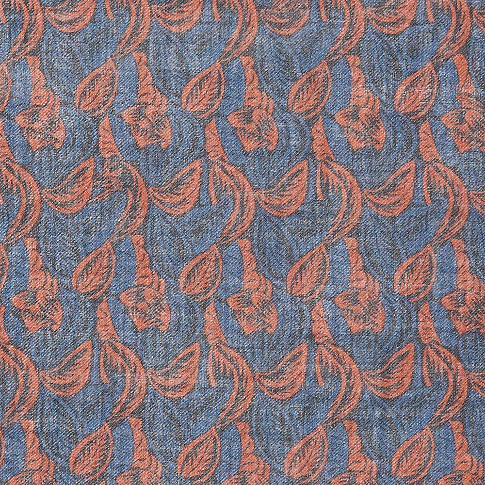 Navy Multi Camo Birds Wool Twill Pocket Square