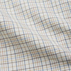 View 4 of product The Turnbull & Asser Brown Multi Check Cotton-Cashmere Gown features a shawl collar, front pocket, matching belt, and dark piping on the edges, sleeves, and pocket. Made in England and shown on a plain white background.