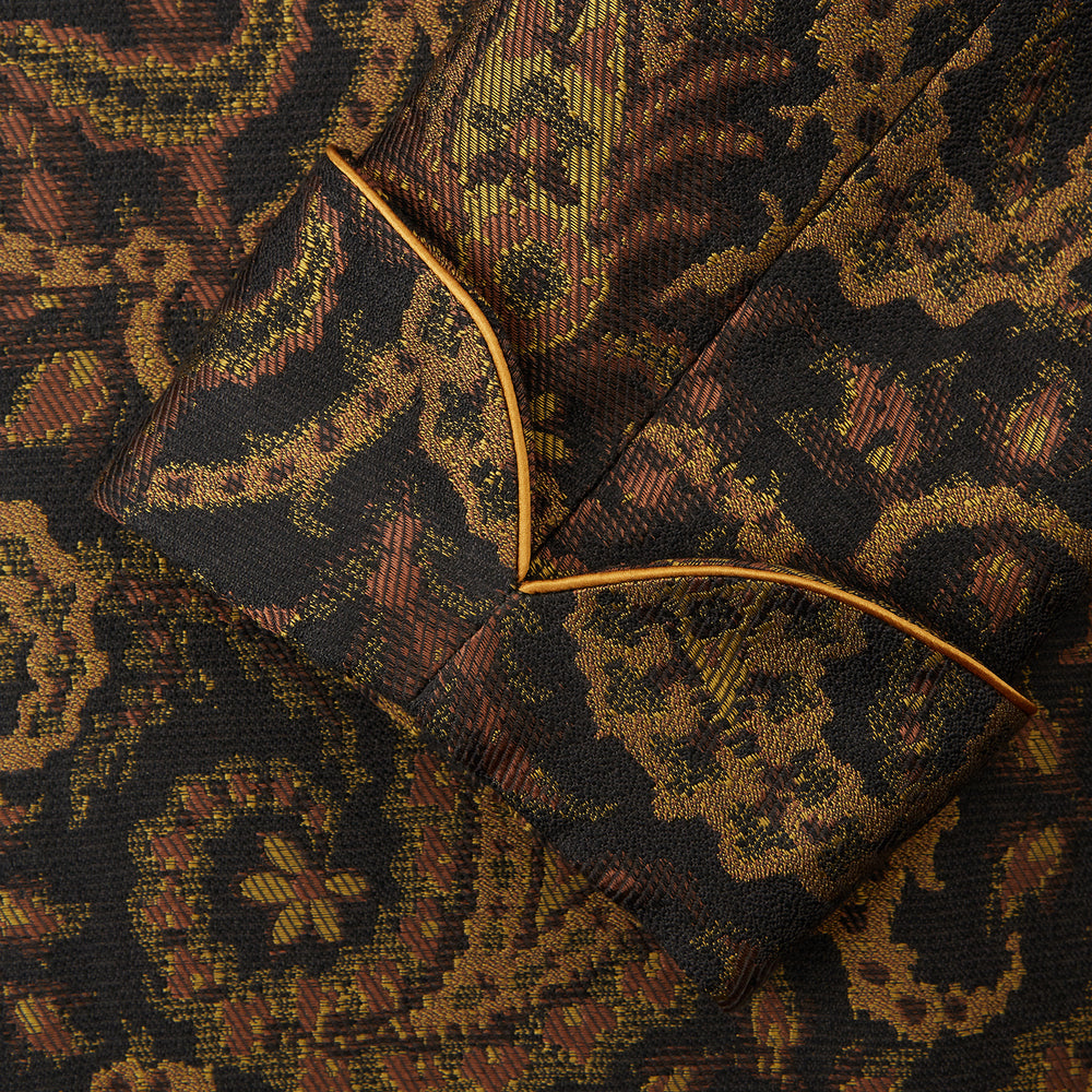 Gold Multi Floral Cotton, Wool & Silk Jacquard Pierce Gown