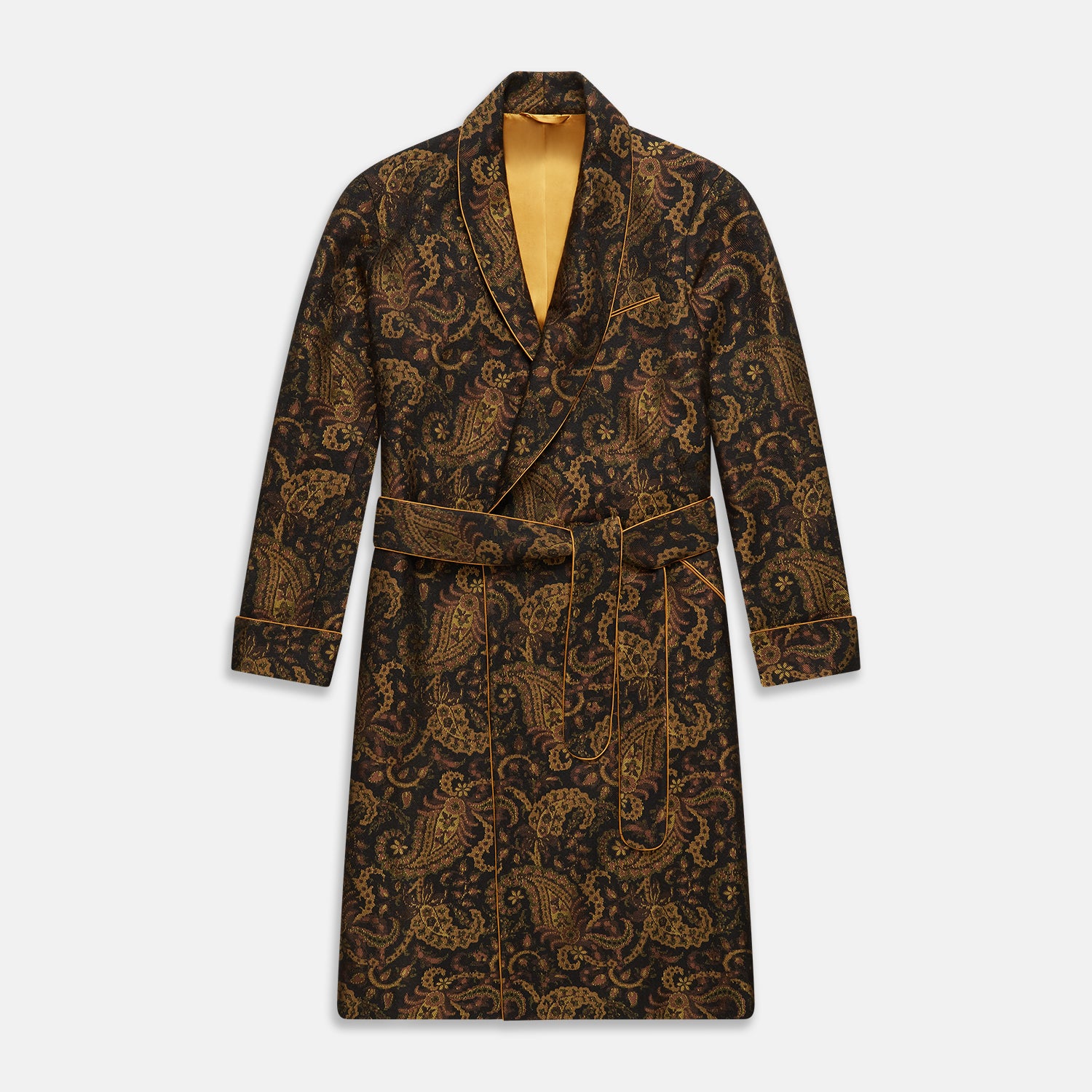 Gold Floral Cotton, Wool & Silk Pierce Gown | Turnbull & Asser