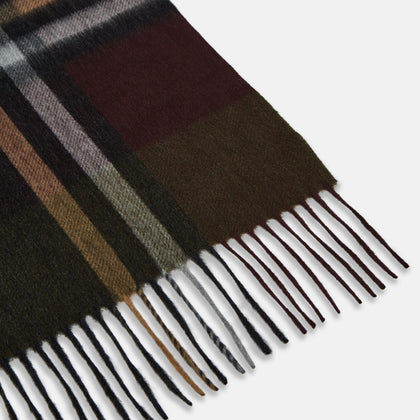Dark Green Multi Check Cashmere Wilde Stole Scarf