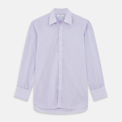 Purple Hairline Stripe Regular Fit Twill Shirt with T&A Collar and Double Cuffs