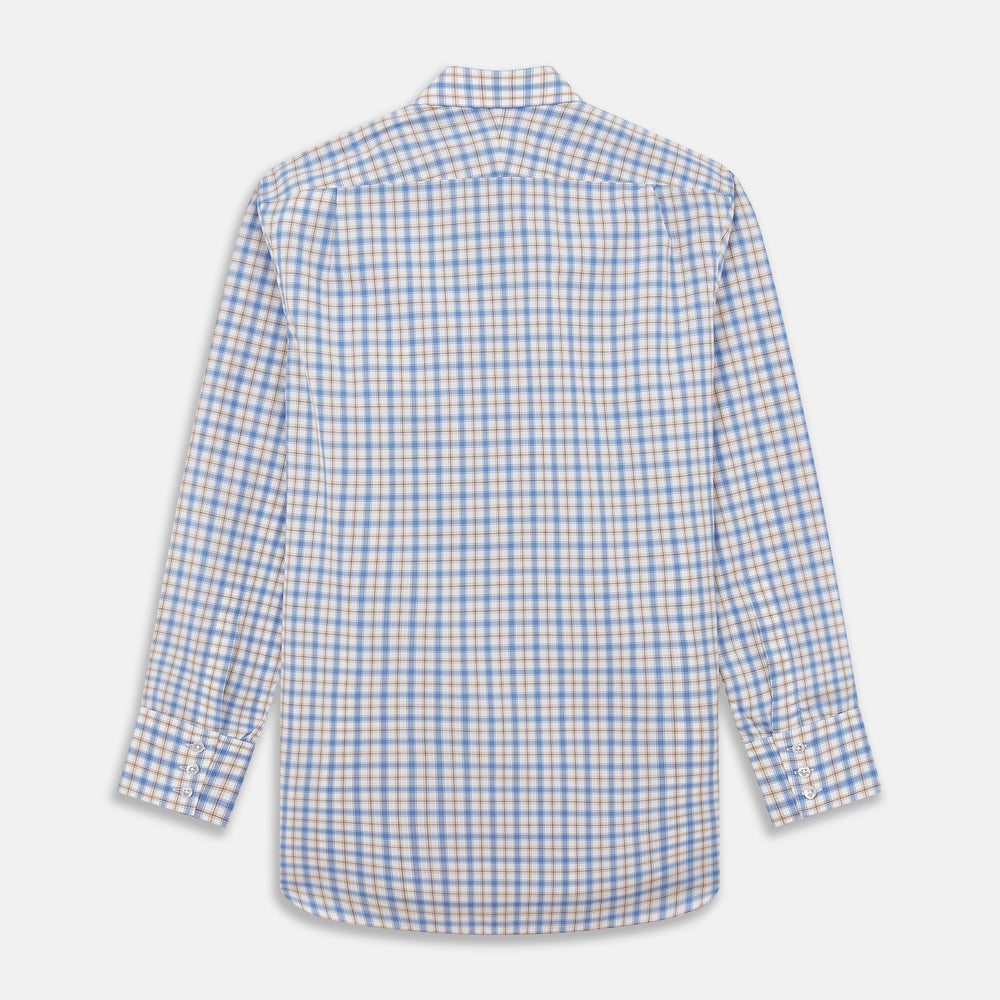 Blue Multi Check Regular Fit Shirt with T&A Collar and 3 Button Cuffs
