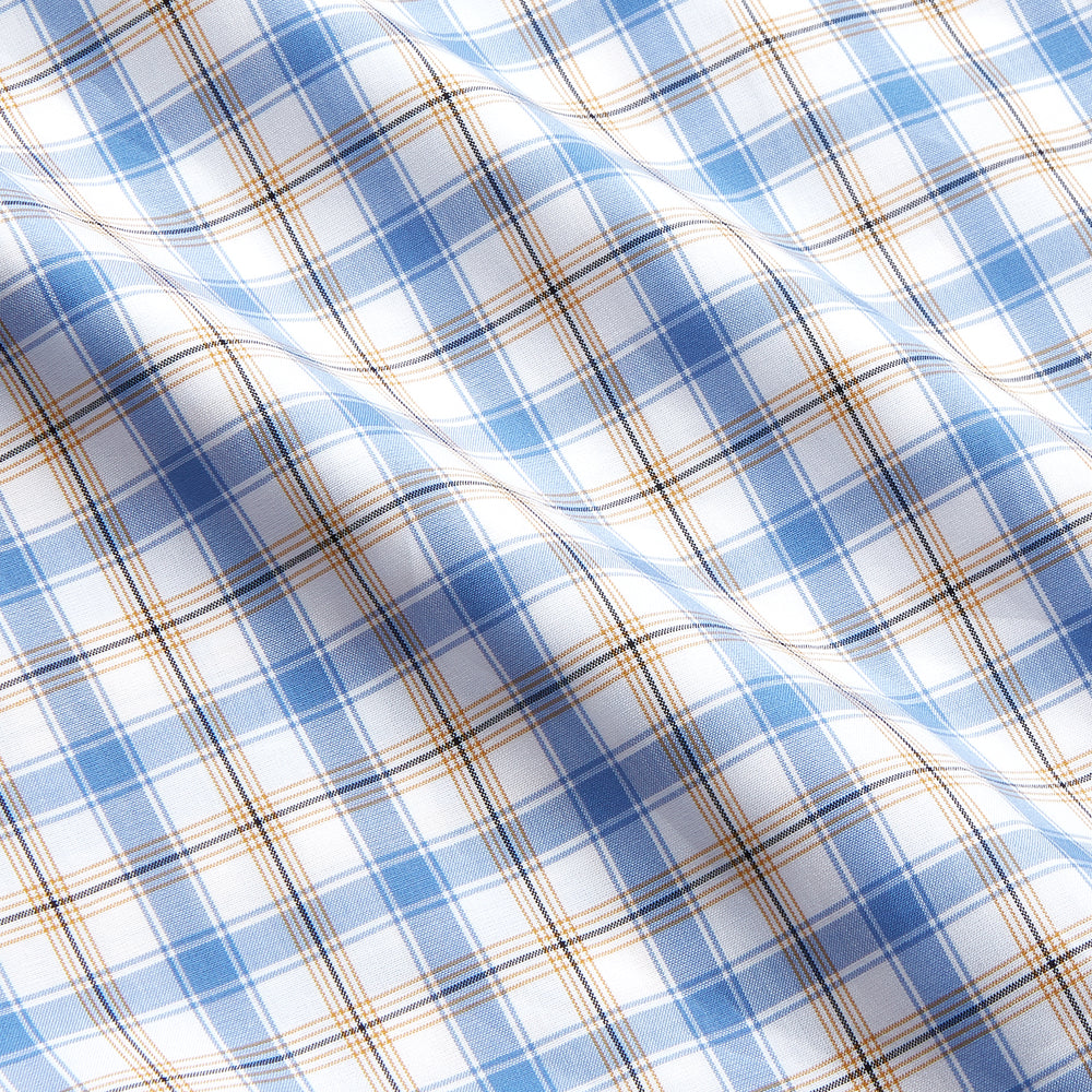 Blue Multi Check Regular Fit Shirt with T&A Collar and 3 Button Cuffs