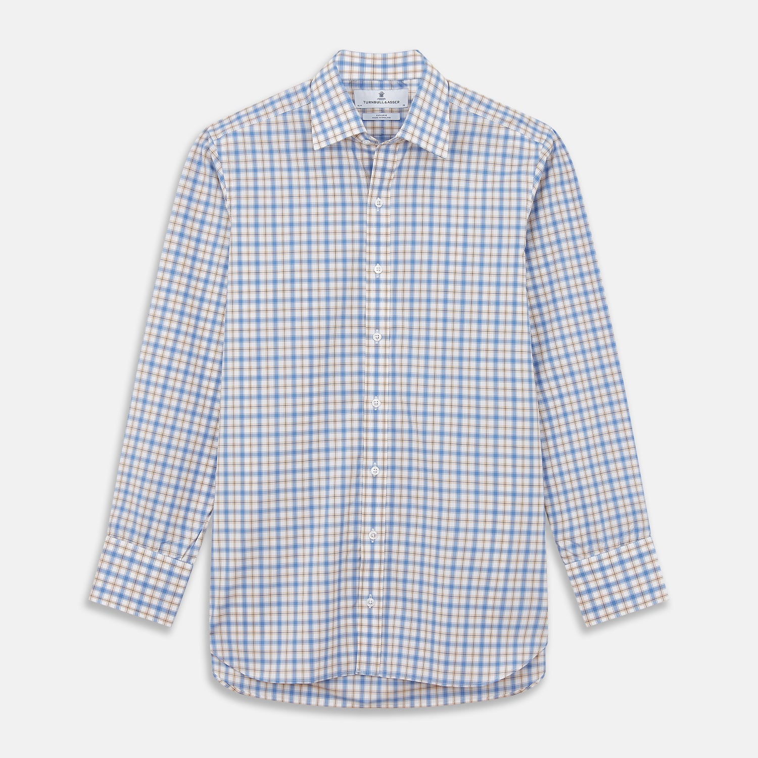 Image 1 of product Blue Multi Check Regular Fit Shirt with T&A Collar and 3 Button Cuffs