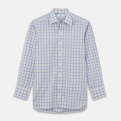 Blue Multi Check Regular Fit Shirt with T&A Collar and 3 Button Cuffs