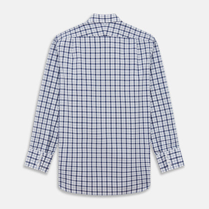 Navy Multi Check Regular Fit Shirt with T&A Collar and 3 Button Cuffs Image 4