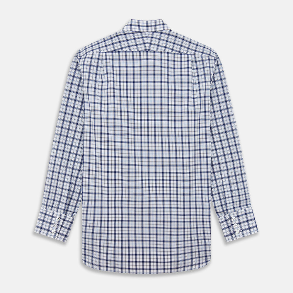 Navy Multi Check Regular Fit Shirt with T&A Collar and 3 Button Cuffs