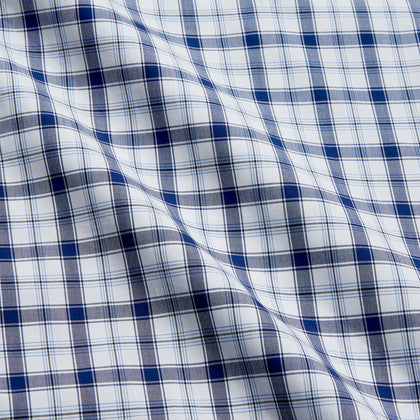Navy Multi Check Regular Fit Shirt with T&A Collar and 3 Button Cuffs Image 3