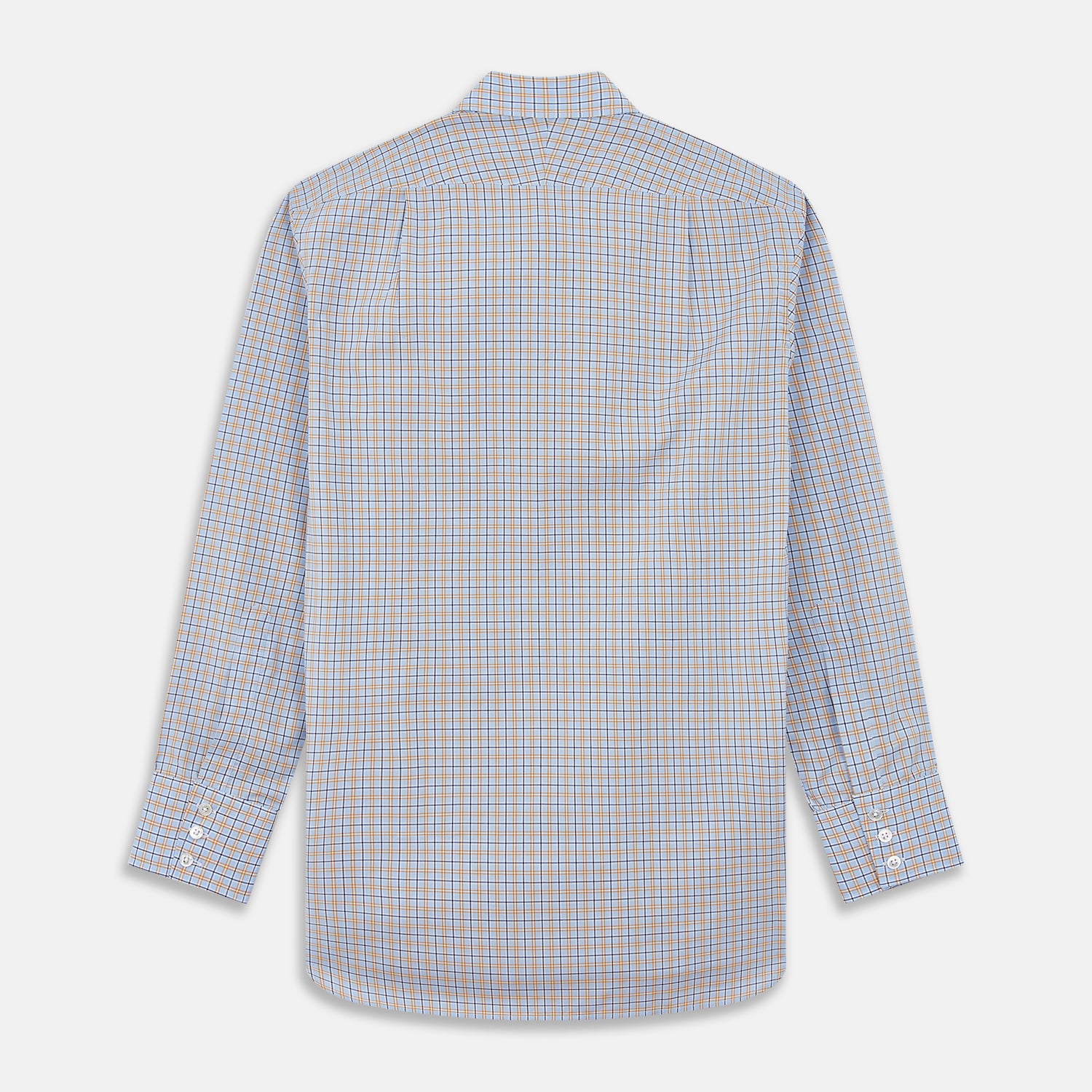 Image 5 of product Blue, Orange & Navy Check Regular Fit Shirt with T&A Collar and 3 Button Cuffs