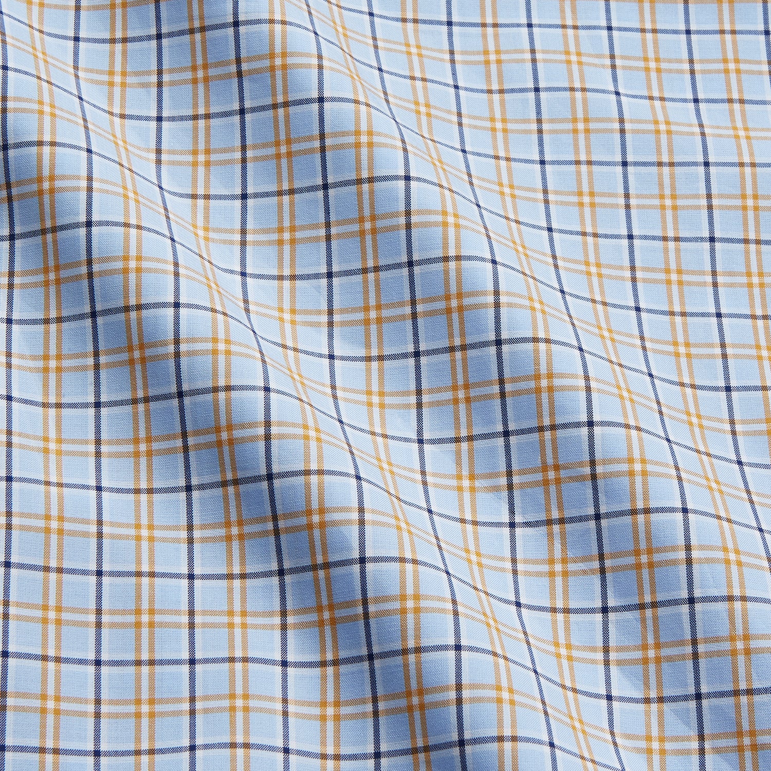 Image 4 of product Blue, Orange & Navy Check Regular Fit Shirt with T&A Collar and 3 Button Cuffs