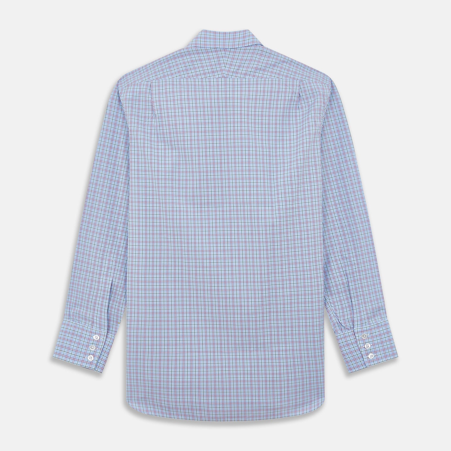 View 5 of product Turnbull & Asser’s Blue, Purple & Green Check Regular Fit Shirt features a T&A collar and 3 button cuffs, shown on a white background.