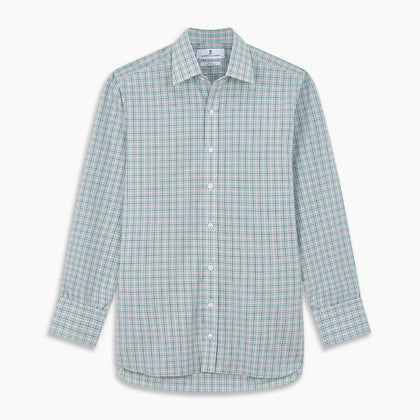 Green, Navy & Pink Check Regular Fit Shirt with T&A Collar and 3 Button Cuffs Image 5