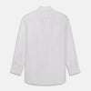 View 5 of product The Turnbull & Asser Blue Multi Stripe Tailored Fit Shelton Shirt features a Kent collar and thin blue and gray vertical stripes on white. This long-sleeve, button-down is displayed neatly against a plain white background.