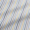 View 4 of product Turnbull & Asser’s Yellow Multi Stripe Tailored Fit Shirt features a Kent collar, blue, yellow, and white stripes on a light background, 2-button cuffs, and a curved hem for a refined look.