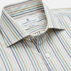 Green Multi Stripe Tailored Fit Shirt with Kent Collar and 2 Button Cuffs