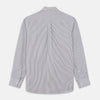 View 5 of product The Turnbull & Asser Grey & White Stripe Weekend Fit Shirt features a Derby collar, 1-button cuffs, and chest pocket—ideal for casual weekends. Shown on a plain white background.