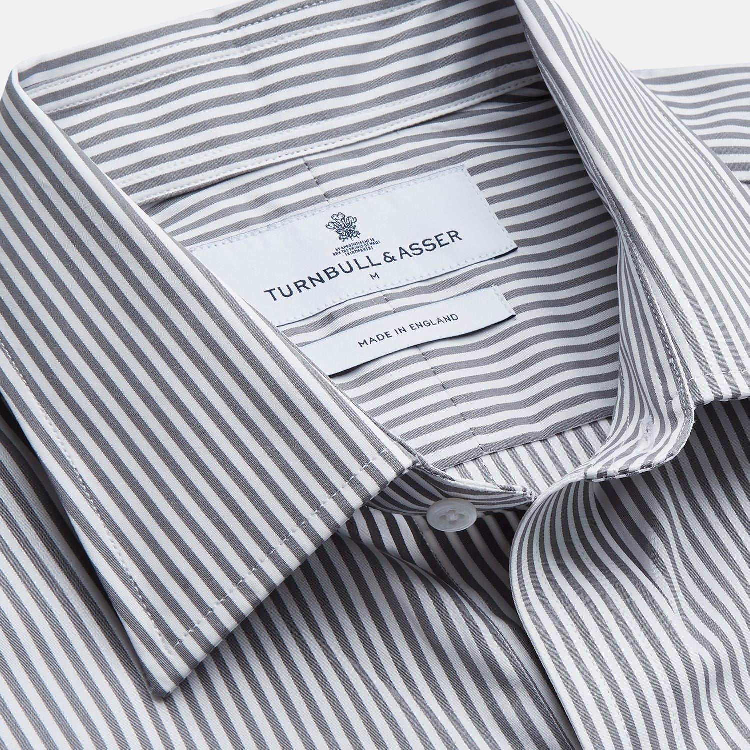 Image 2 of product Grey & White Stripe Weekend Fit Shirt with Derby Collar and 1 Button Cuffs
