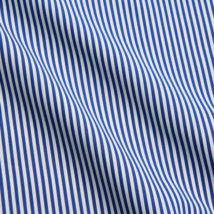 Navy & White Stripe Weekend Fit Shirt with Derby Collar and 1 Button Cuffs Image 3