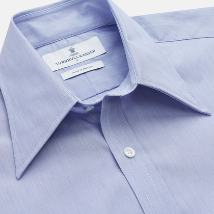 Pale Blue Weekend Fit Shirt with Long Point Collar and Single Button Cuffs
