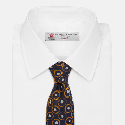Orange Multi Circle Printed Silk Tie