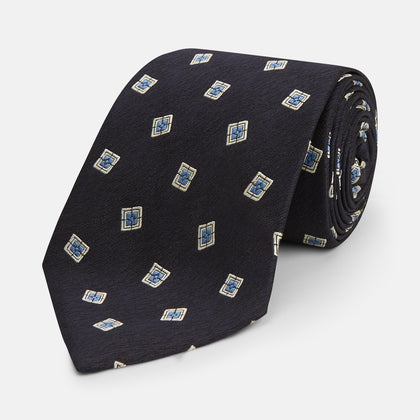 Navy Multi Geo Silk Tie