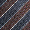 View 3 of product The Turnbull & Asser Burgundy & Navy Multi Stripe Silk Tie features bold stripes and a textured, woven silk design—ideal for adding sophistication to any formal ensemble.