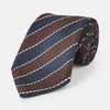 View 1 of product The Turnbull & Asser Burgundy & Navy Multi Stripe Silk Tie features bold stripes and a textured, woven silk design—ideal for adding sophistication to any formal ensemble.
