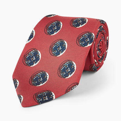 Red Shadow Spot Printed Silk Tie Image 6