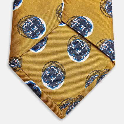 Gold Shadow Spot Printed Silk Tie Image 3