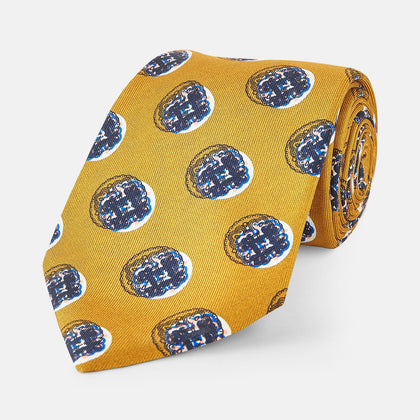Gold Shadow Spot Printed Silk Tie