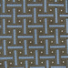 View 3 of product The Turnbull & Asser Green & Navy Cross Silk Tie features an olive green base with navy geometric patterns and white dots, shown rolled on a light surface—an ideal accessory to elevate any formal look.