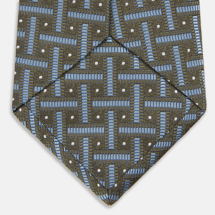 Green & Navy Cross Silk Tie Image 3