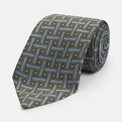 Green & Navy Cross Silk Tie