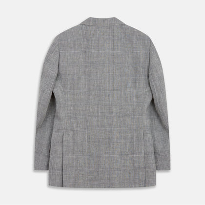 Grey Multi Check Linen Blend Barrington Blazer Image 3