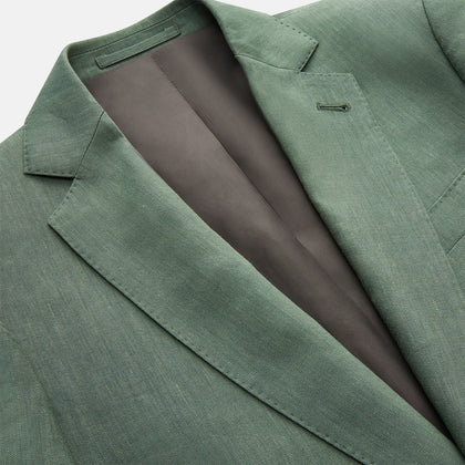 Green Wool and Linen Blend Barrington Blazer Image 2