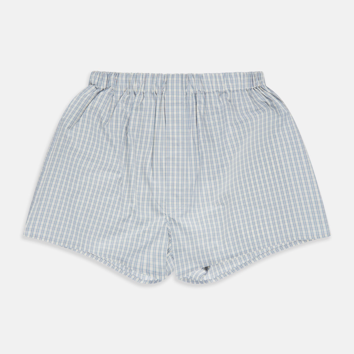 View 1 of product The Turnbull & Asser Pale Blue Multi Cotton Godfrey Boxer Shorts feature a soft cotton fabric and elastic waistband, shown laid flat on a white background.