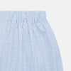 View 2 of product Blue and white check cotton RE-PURPOSE Godfrey Boxers by Turnbull & Asser, made from recycled fabrics, shown flat on a white background with an elastic waistband.