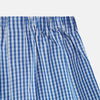 View 2 of product Turnbull & Asser Navy Multi Cotton Godfrey Boxers feature blue and white checks, an elastic waistband, and are shown flat on a white background—ideal for those seeking luxurious men’s underwear.