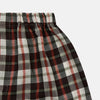 View 2 of product The Black Multi Check Linen Blend Godfrey Boxer Shorts by Turnbull & Asser feature an elastic waistband and a pattern of black, white, red, and beige checks. These luxury underwear essentials are displayed flat on a white background.