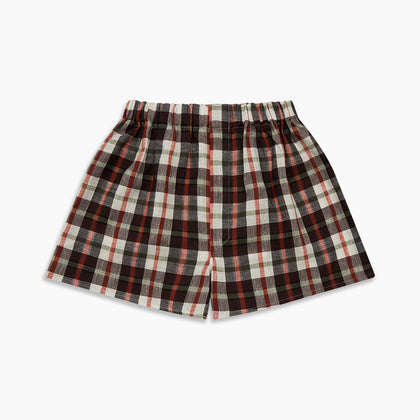 Black Multi Check Linen Blend Godfrey Boxer Shorts Image 2