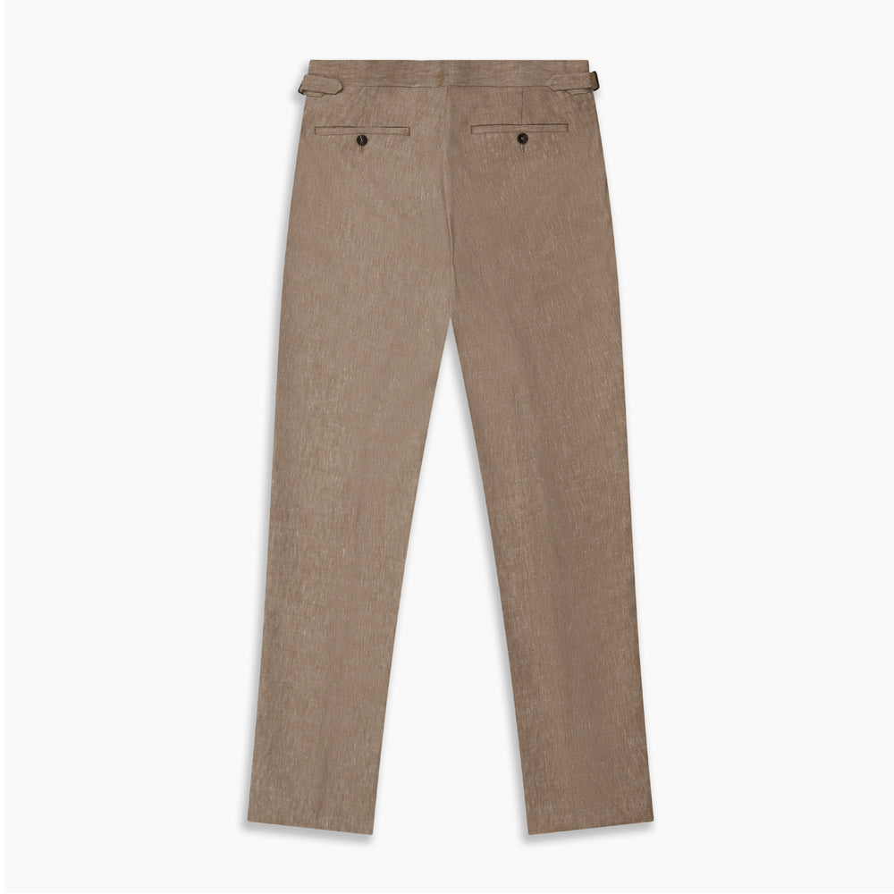 The Turnbull & Asser Beige Wool and Linen Blend Jonathan Trouser features Italian woven fabric and comes complete with a stylish belt.
