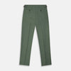 View 3 of product The Turnbull & Asser Green Wool and Linen Blend Jonathan Trouser features side pockets, front pleats, and belt loops, shown against a plain white background.