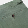 View 2 of product The Turnbull & Asser Green Wool and Linen Blend Jonathan Trouser features side pockets, front pleats, and belt loops, shown against a plain white background.