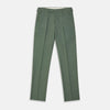 View 1 of product The Turnbull & Asser Green Wool and Linen Blend Jonathan Trouser features side pockets, front pleats, and belt loops, shown against a plain white background.